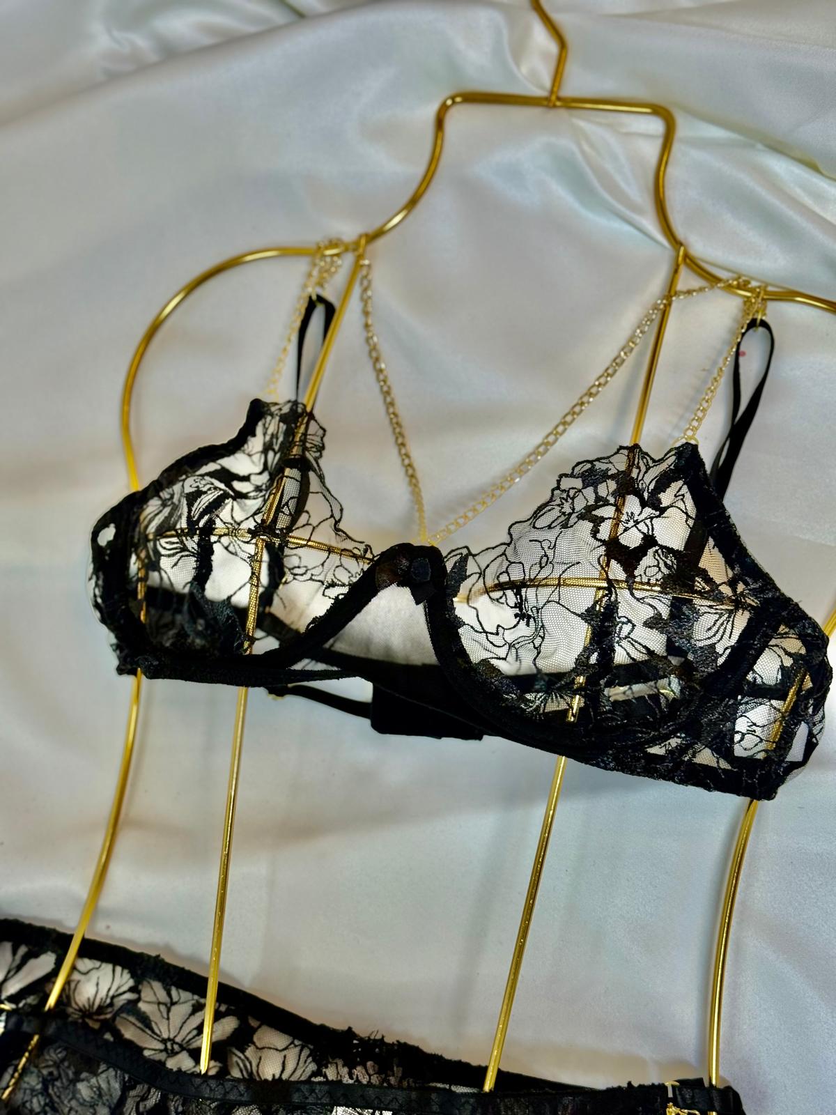 Chains Desire Gold Zincirli Jartiyer Takım