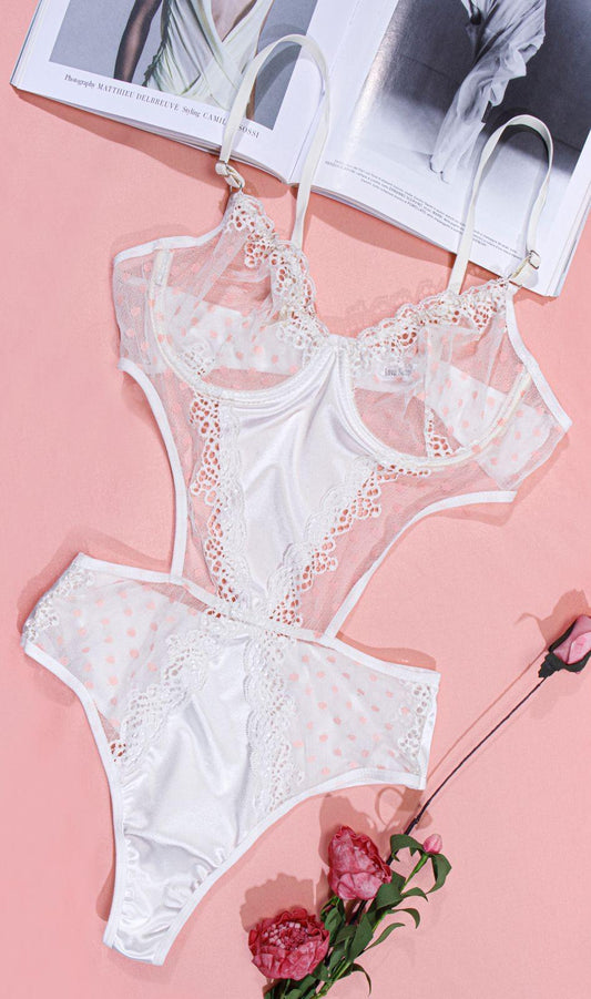 Pure Beyaz Puantiyeli Bodysuit