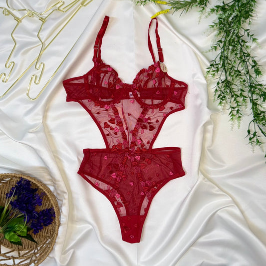 Love Kırmızı Bodysuit