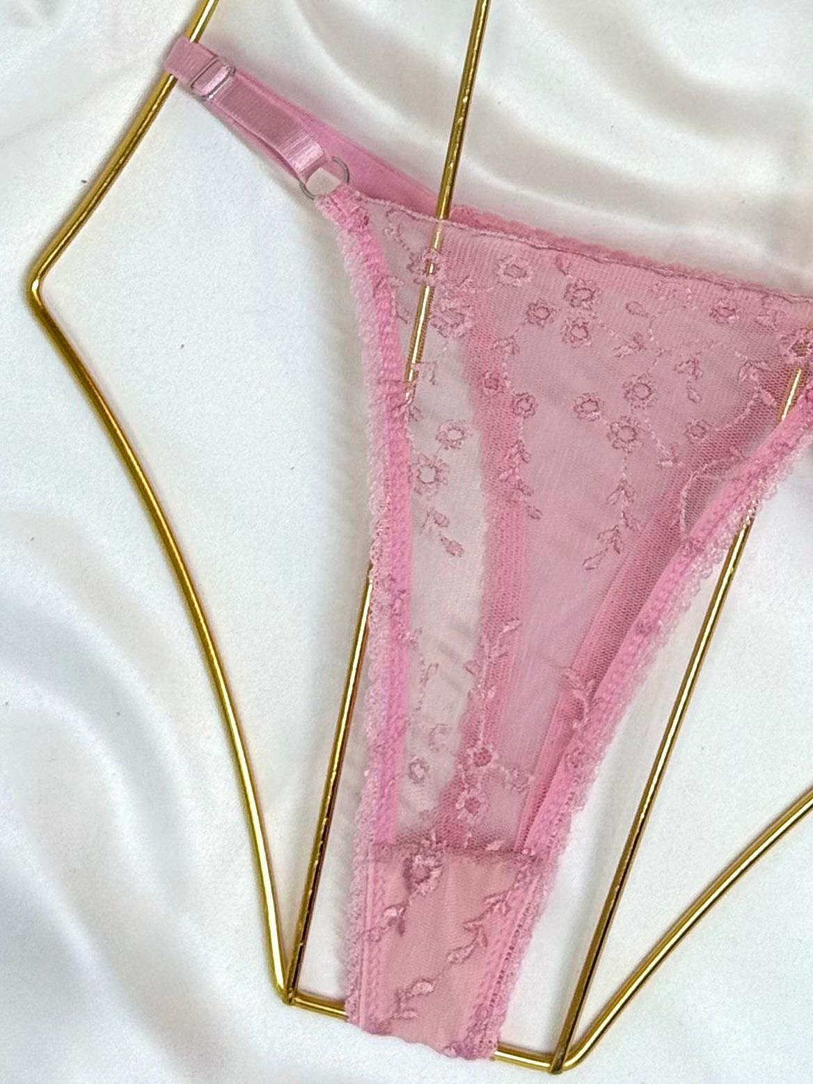 Bloom Pembe Çiçekli Bralet Takım